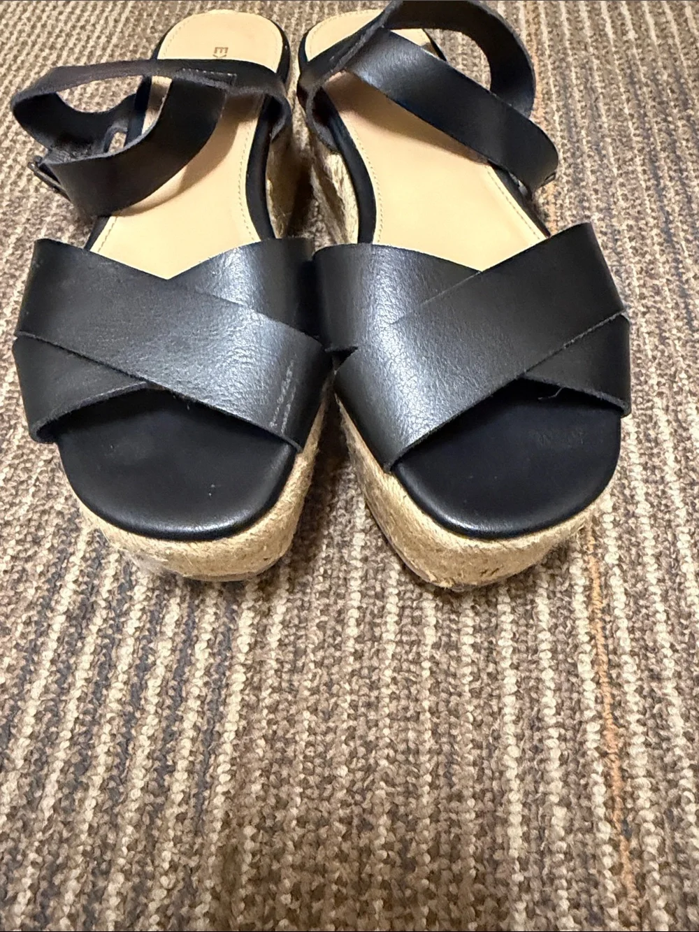 🖤 Express Black Espadrille Platform Sandals with Crossover Straps 6.5 🖤